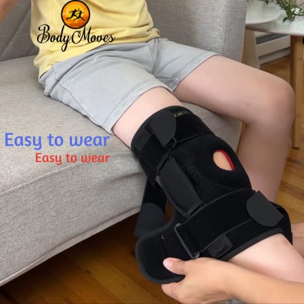 BodyMoves Kid’s Hinged Knee Brace with Ice Pack Sporty Black