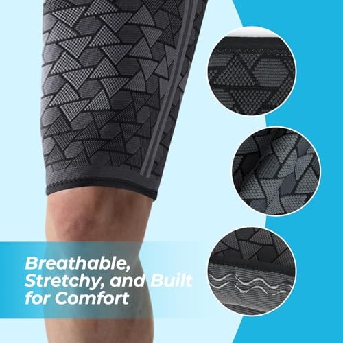 Thigh Compression Sleeves (1 Pair), Upper Leg Sleeves, Hamstring & Quad Medium