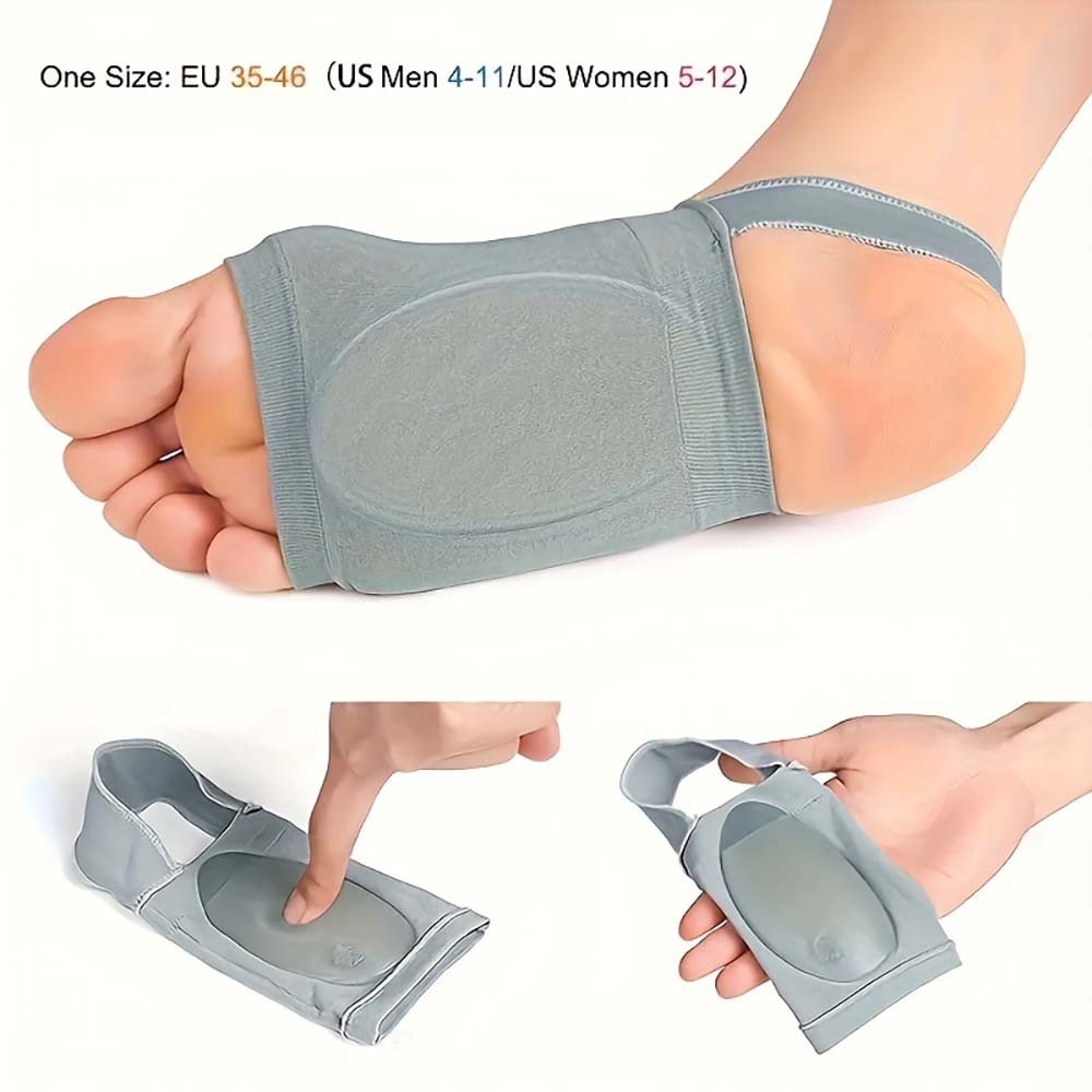 Breathable Durable Non-Slip Foot-Care 2 Pairs of Silicone Pad Arch Support Socks