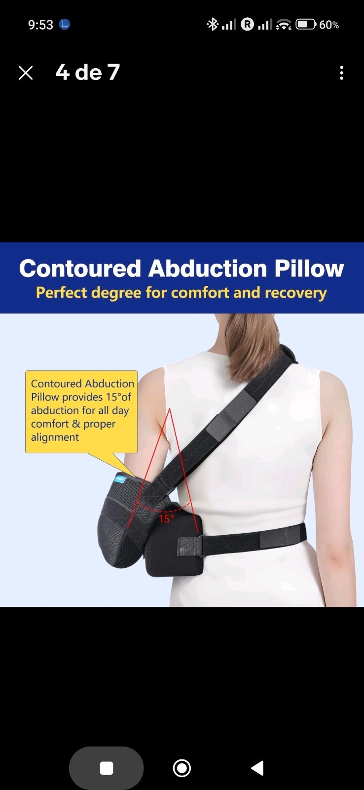 Abducted Shoulder Sling Immobilizer, Padded Rotator Cuff Support Brace