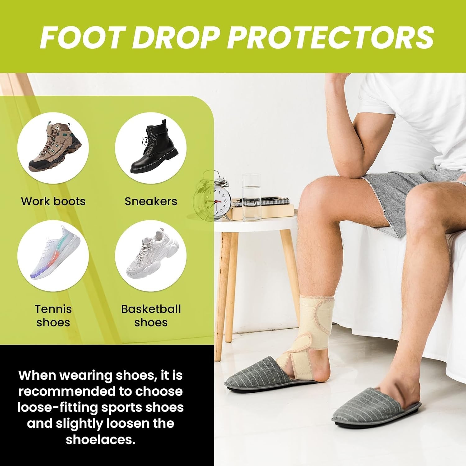 Adjustable AFO Foot Drop Brace – Foot Support for Walking with Shoes, Socks, …