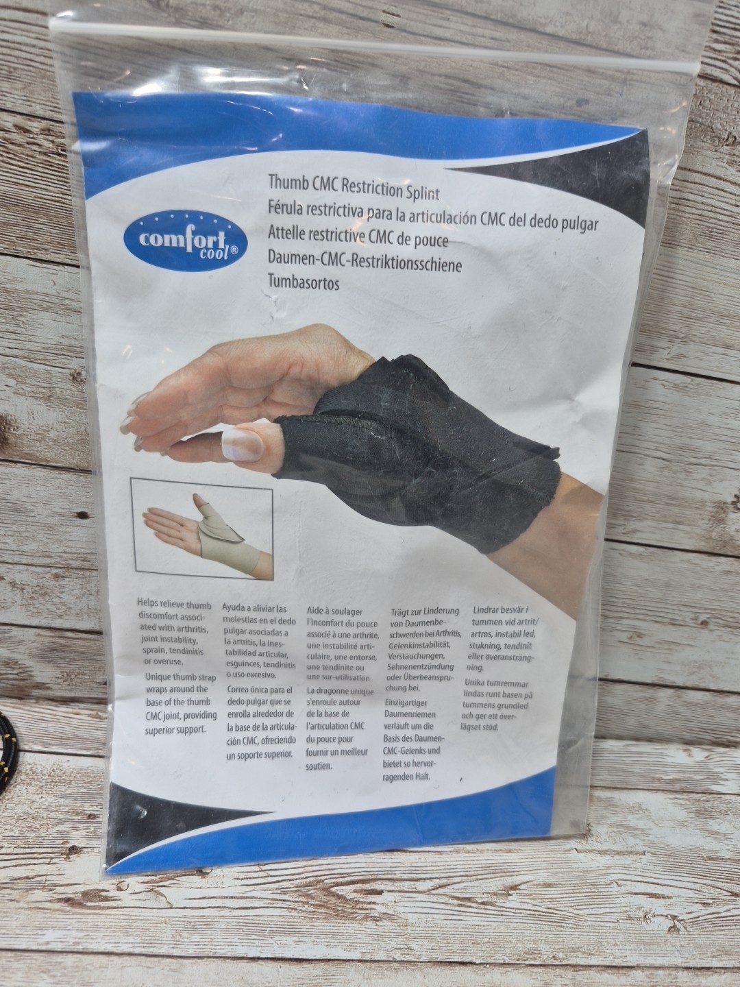 Comfort Cool Left Hand Size Medium+ Black Thumb CMC Restriction Splint New