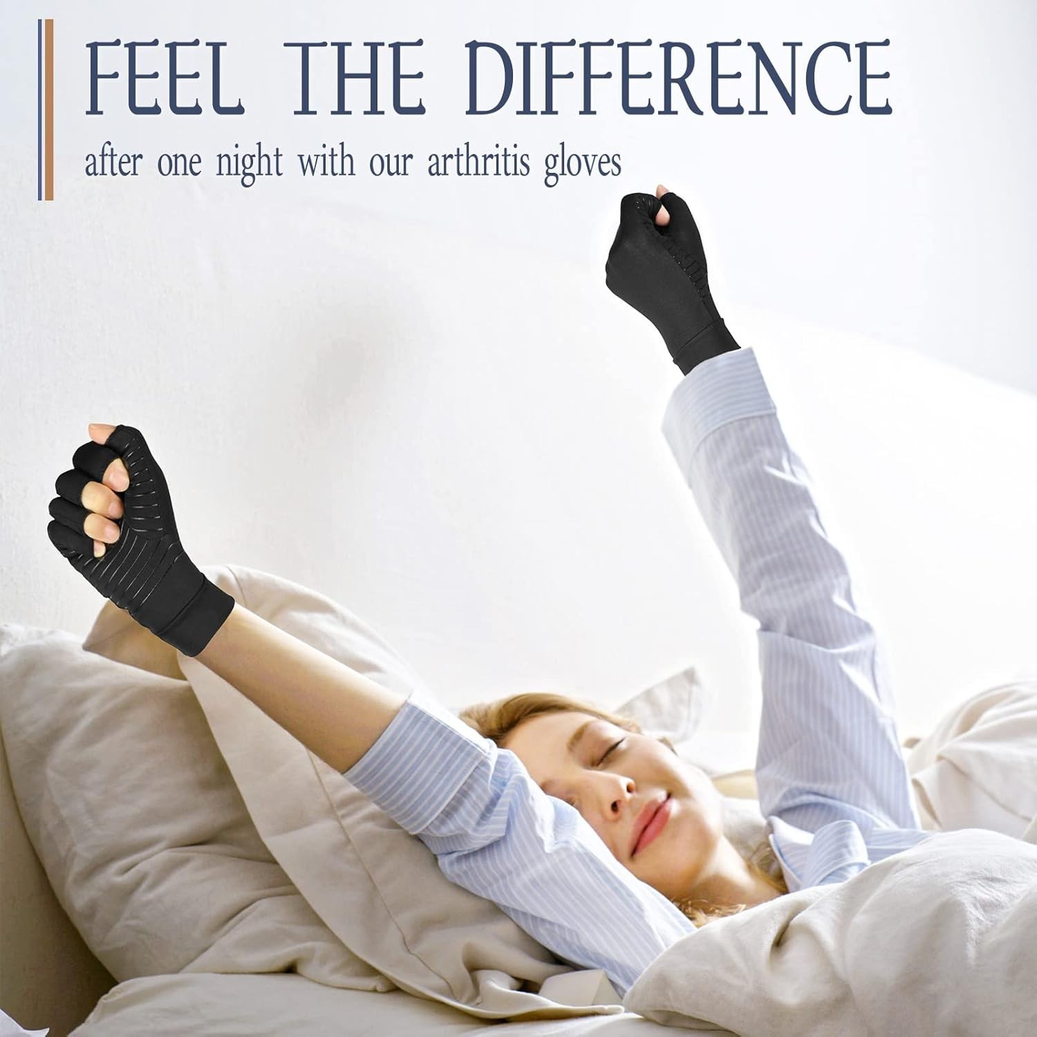 Copper Infused Fingerless Compression Gloves for Arthritis Pain Relief – Medium