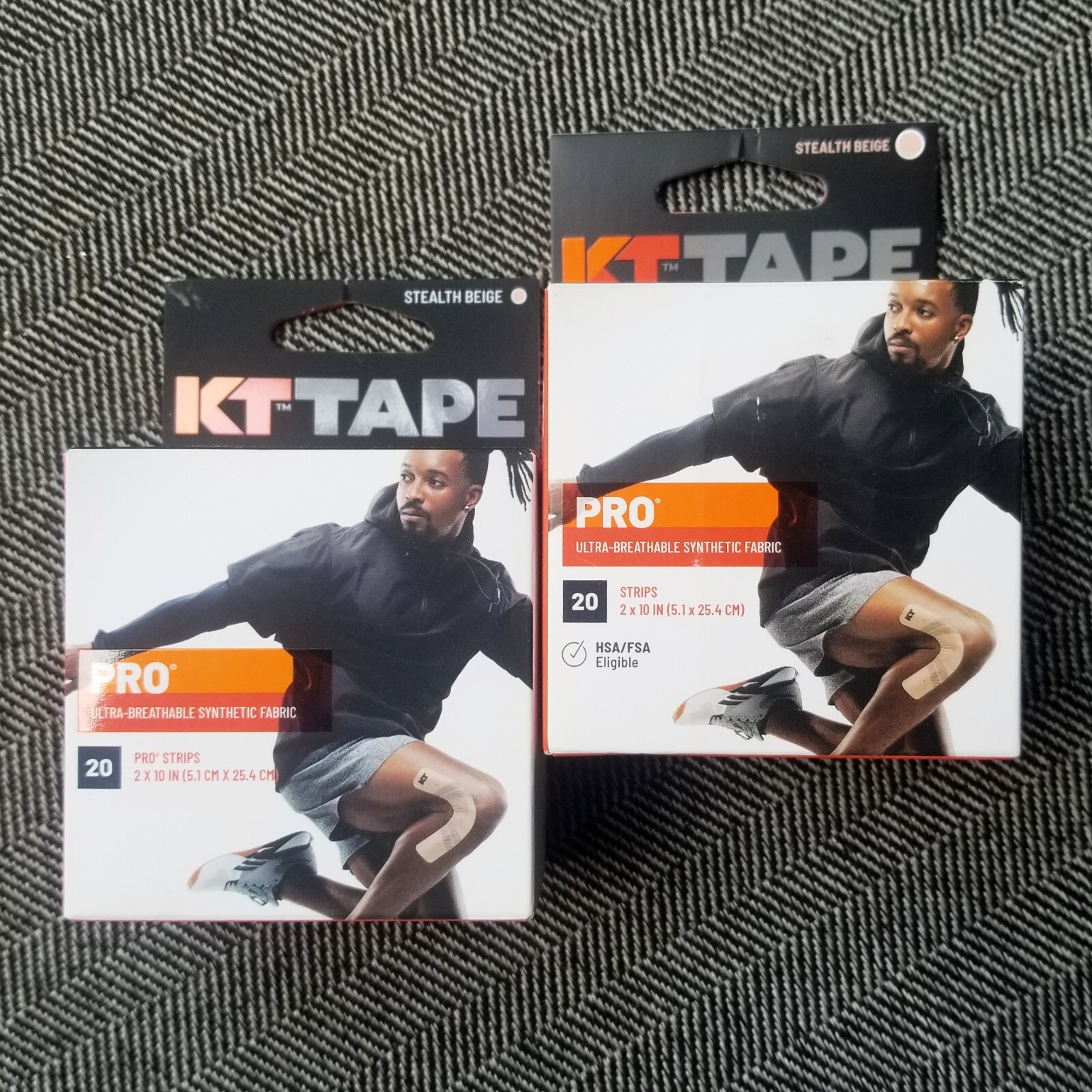 2x KT Tape Pro Kinesiology Tape Stealth Beige 2 Boxes= 40 Strips Total