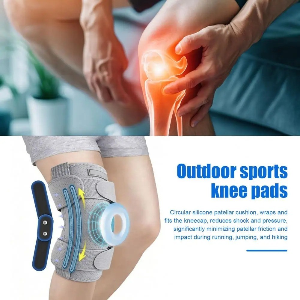 Adjustable Knee Brace with Stabilizers and Gel Pad for Pain Relief
