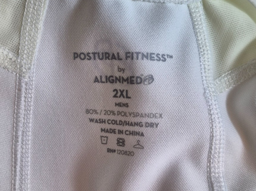 AlignMed Back Posture Fitness Shirt Mens XXL 2XL White Zip-Front NEW NWT