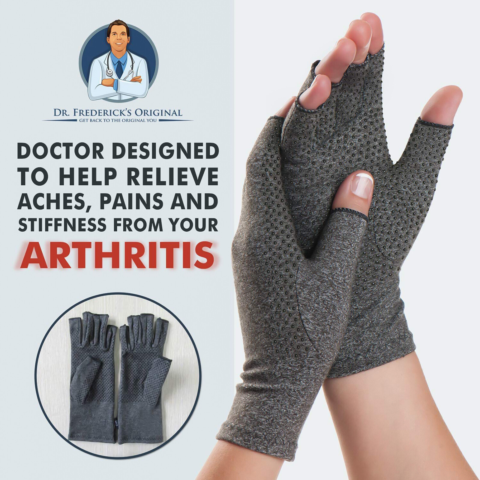 2Pairs Copper Compression Gloves Carpal Tunnel Arthritis Pain Relief Therapeutic