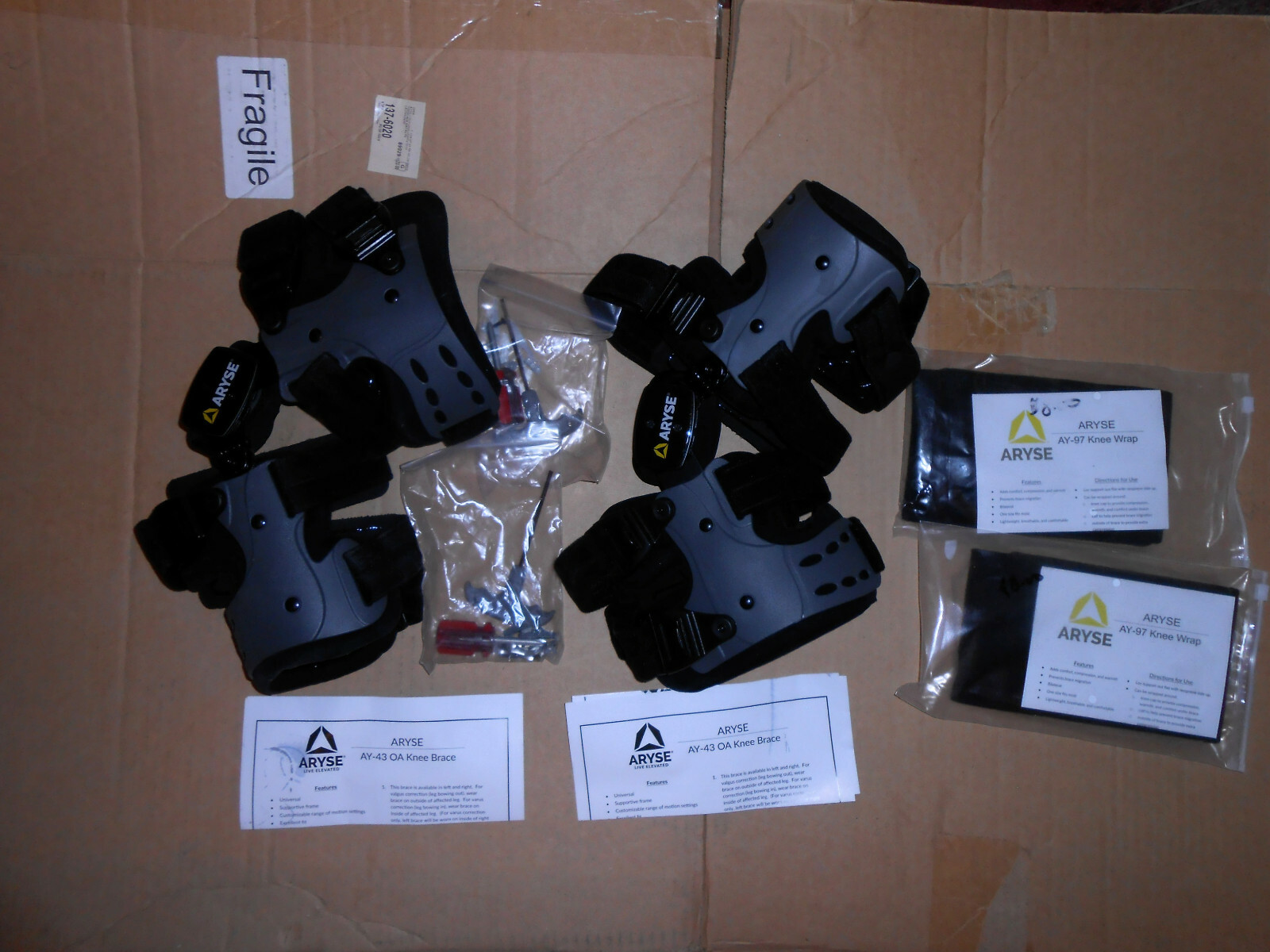 Aryse AY-43 OA Adjustable Knee Brace SET Left & Right AY-93 Knee Wrap (2)