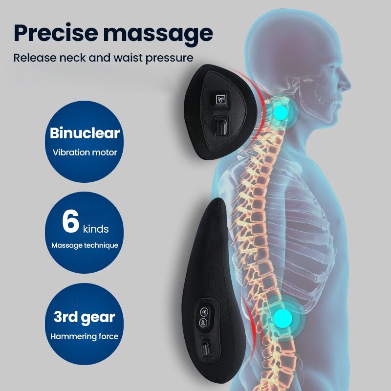 Car Massage Neck Pillow Lumbar Support Cushion Neck Head Waist Back Cushion