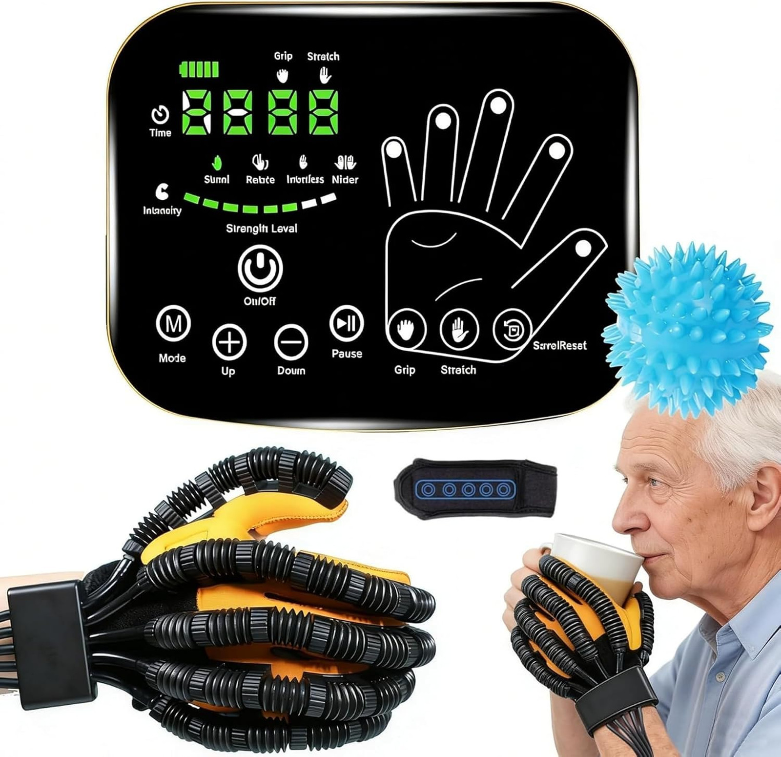 Rehabilitation Robot Gloves Hand Therapy Device with Touch Panel, 4 Modes