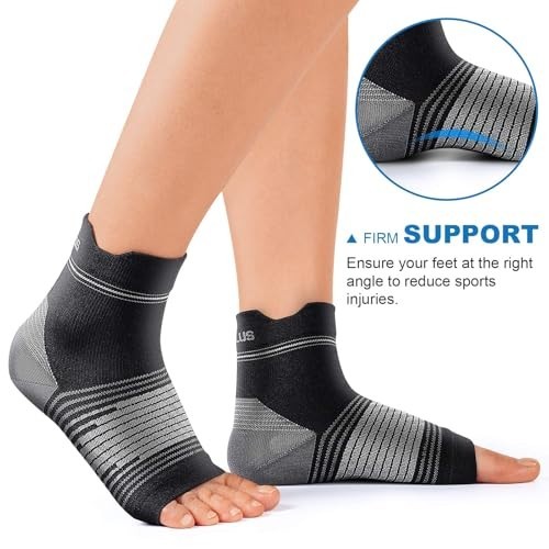 Plantar Fasciitis Compression Socks – 6 Pairs, Arch & Ankle Support, Large, Blac