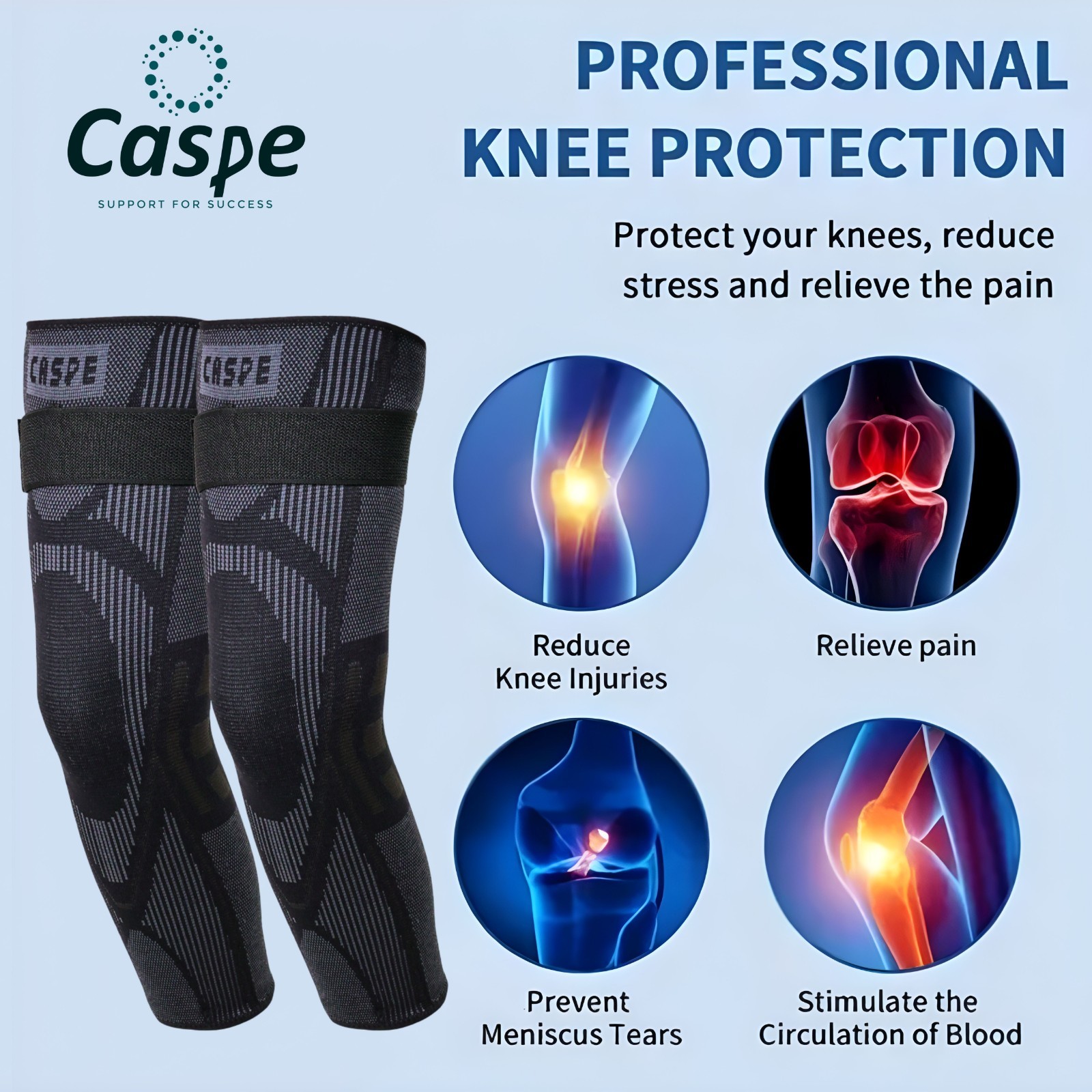 Full Leg Knee Support Compression Sleeve Brace Joint Pain Relief Arthritis Sport