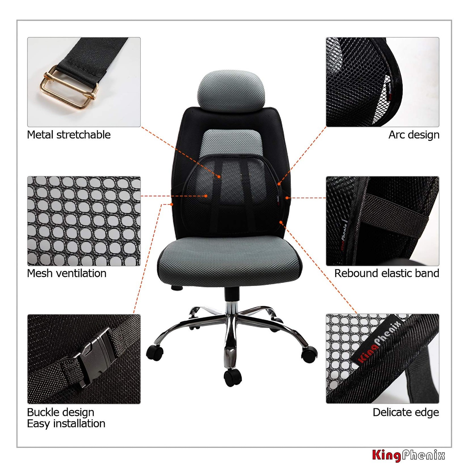 kingphenix Lumbar Support 2 Pack with Breathable Mesh, Suit for Car, Office C…