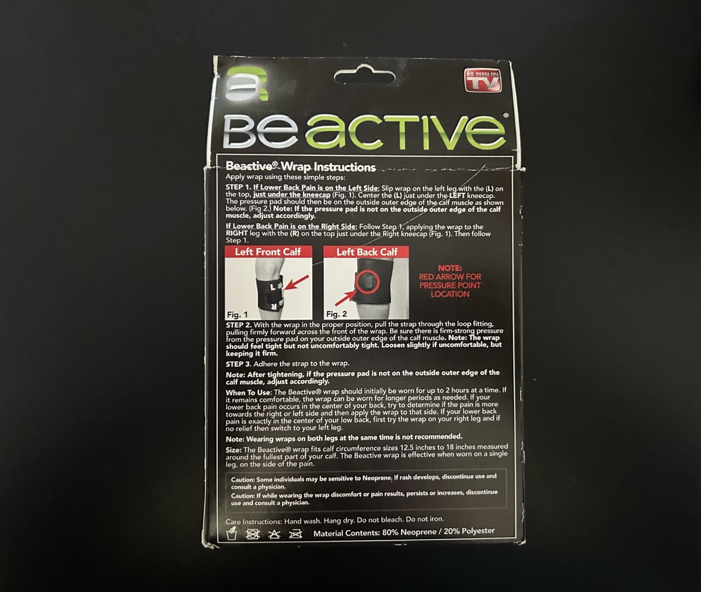 Be Active (As Seen On TV) The Wrap for Back Pain Relief Unisex One Size Fits All