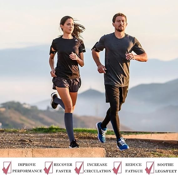 6Pairs Compression Socks Knee High 20-30mmHg Graduated Support Men Women S-XXL