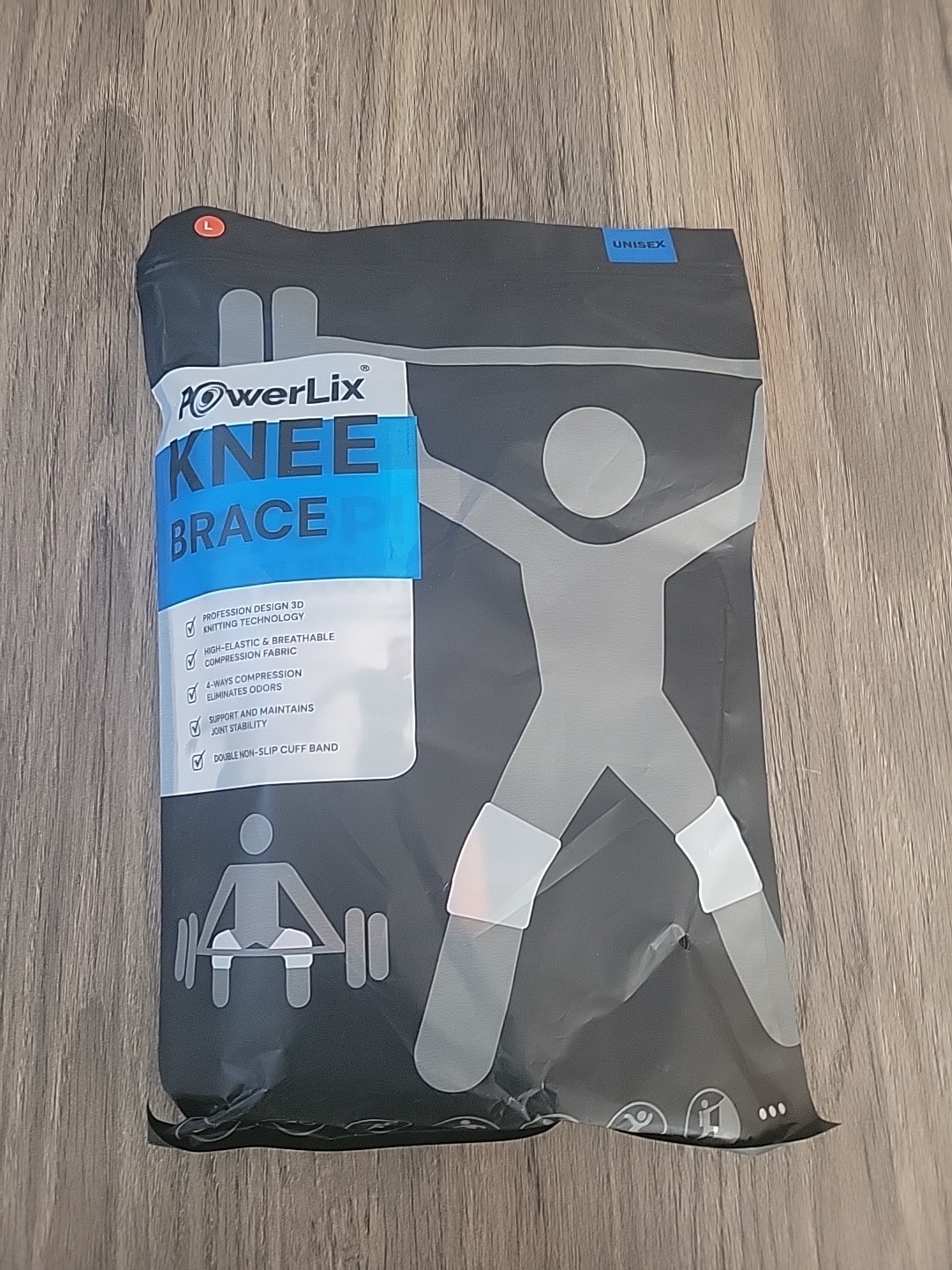 PowerLix Knee Brace and Support 4-Way Knee Compression Sleeve Men & Women Large