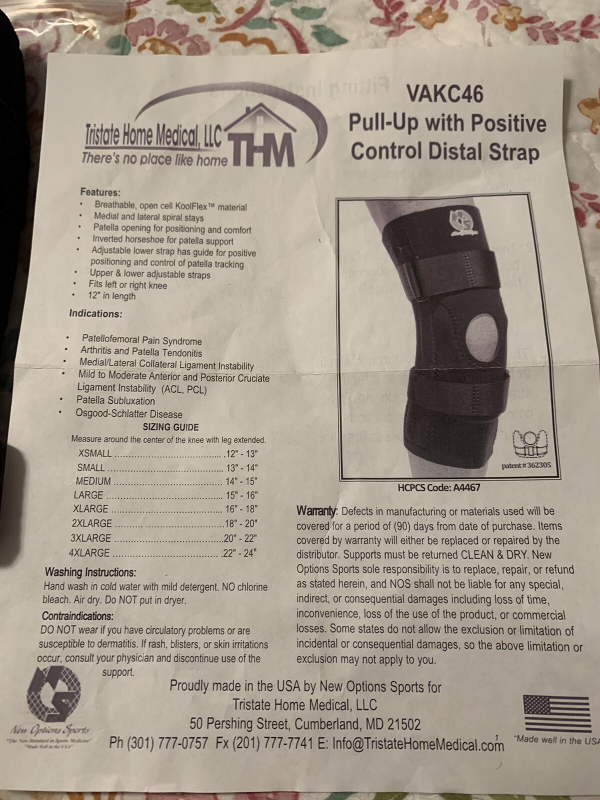 ❤️New Front Line Koolflex VAKC46 Knee Support Medium pull-up black ACL