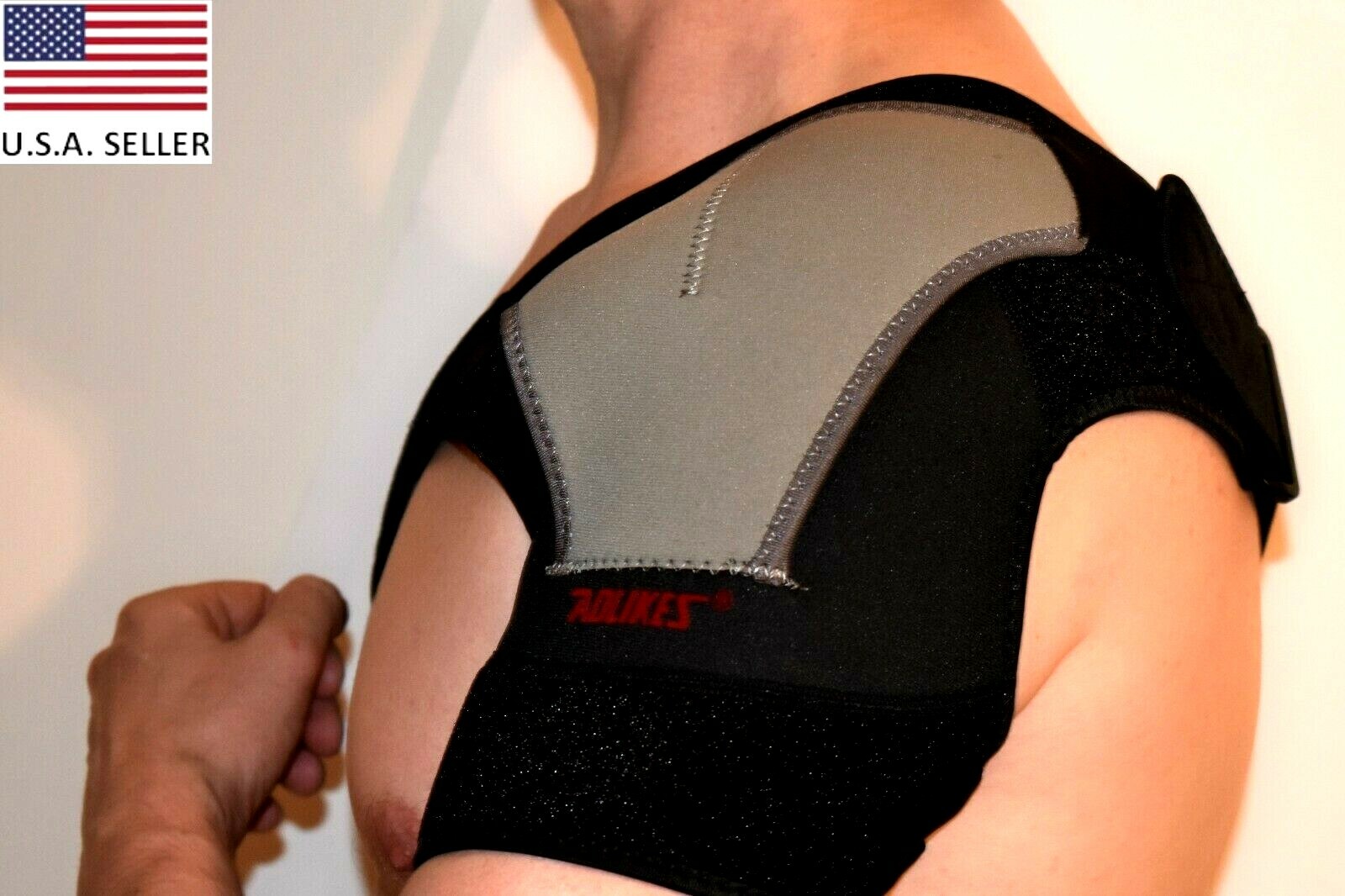AOLIKES Shoulder Support Back Brace Strap Gym Sports Compression Wrap Protector
