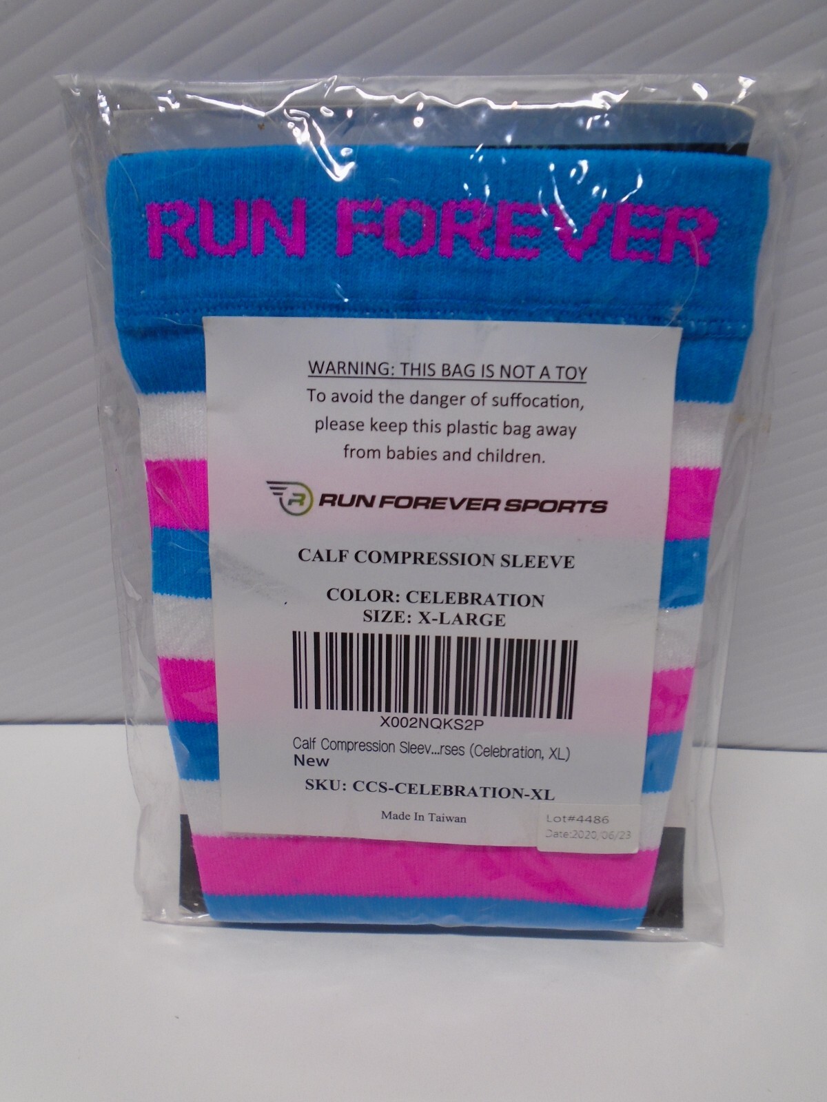 CALF COMPRESSION SLEEVE RUN FOREVER SPORTS LEG COMPRESSION SOCKS BLUE PINK XL