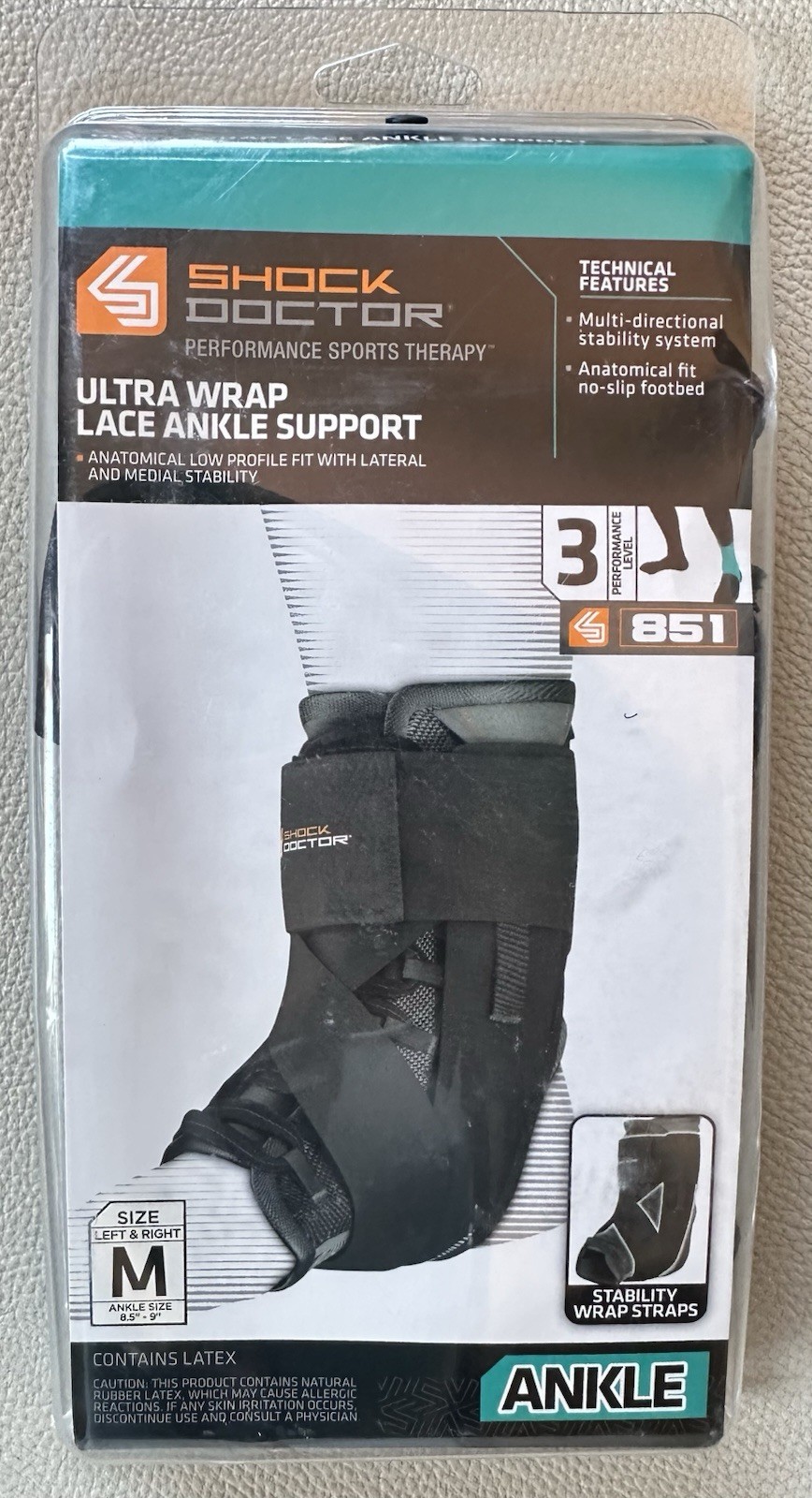 Shock Doctor 851 Ultra Wrap Lace Ankle Support Brace Size M Left/Right Black NIP