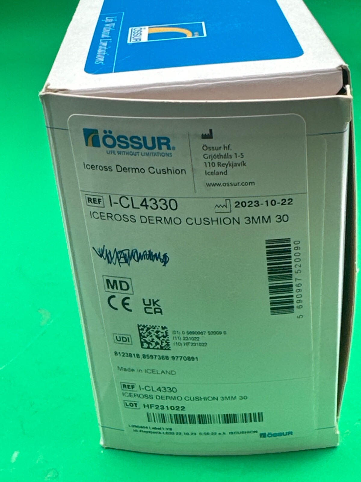 Ossur Dermo cushion prosthetic liner. 3mm profile, size 30cm. New