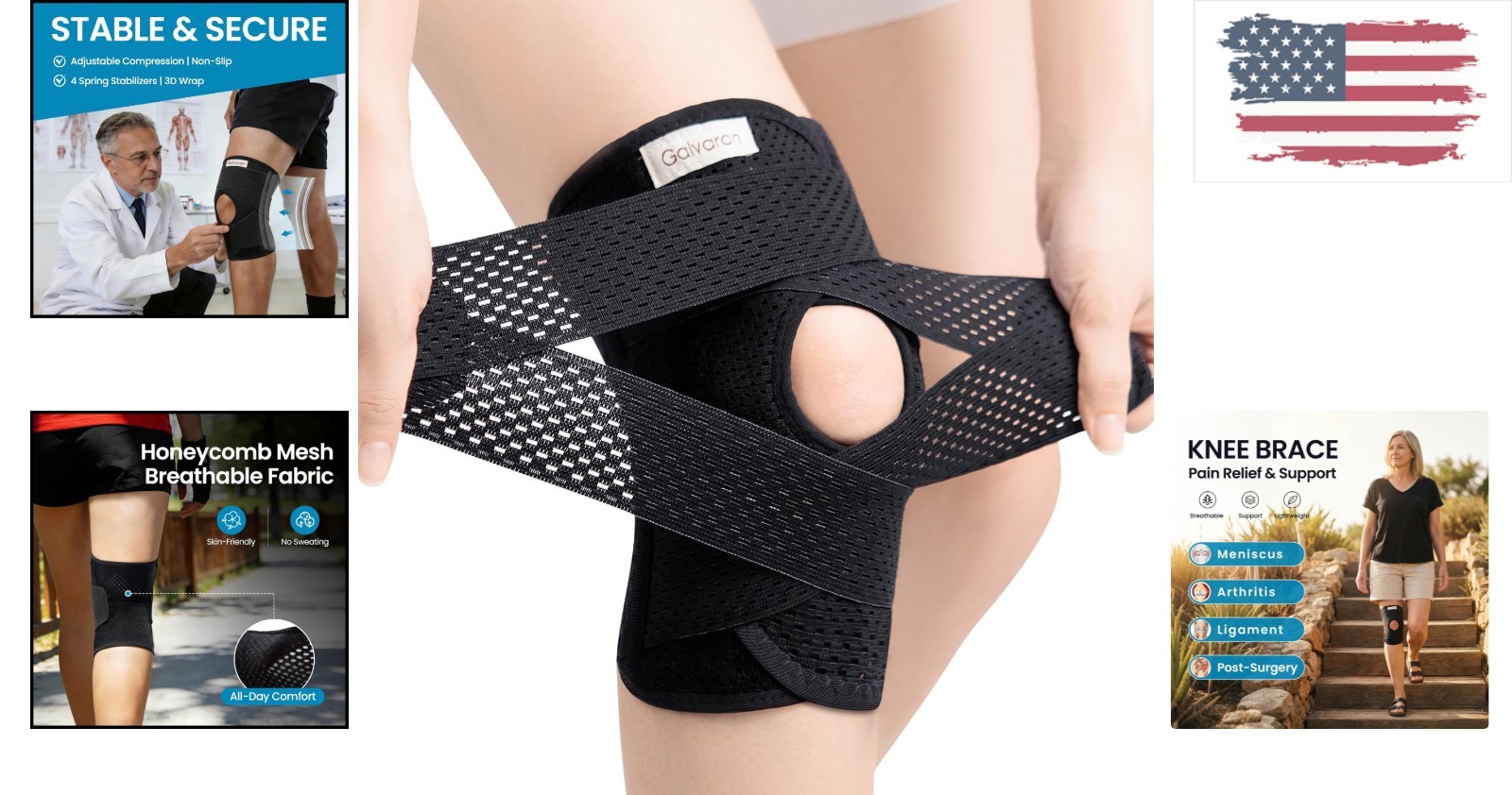 Lightweight Knee Support Brace with Open Patella Design – Injury Recovery Aid