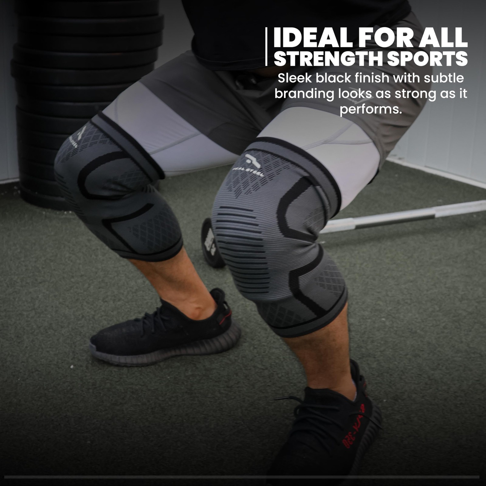 1 Pair Real Steel Compression Knee Brace Sleeve For Running Pain Relief