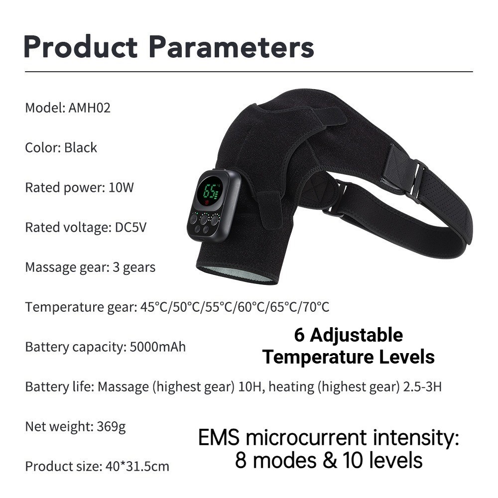 USB Heated Shoulder Brace Heating Muscle Massage Support Knee Back Massager Pads