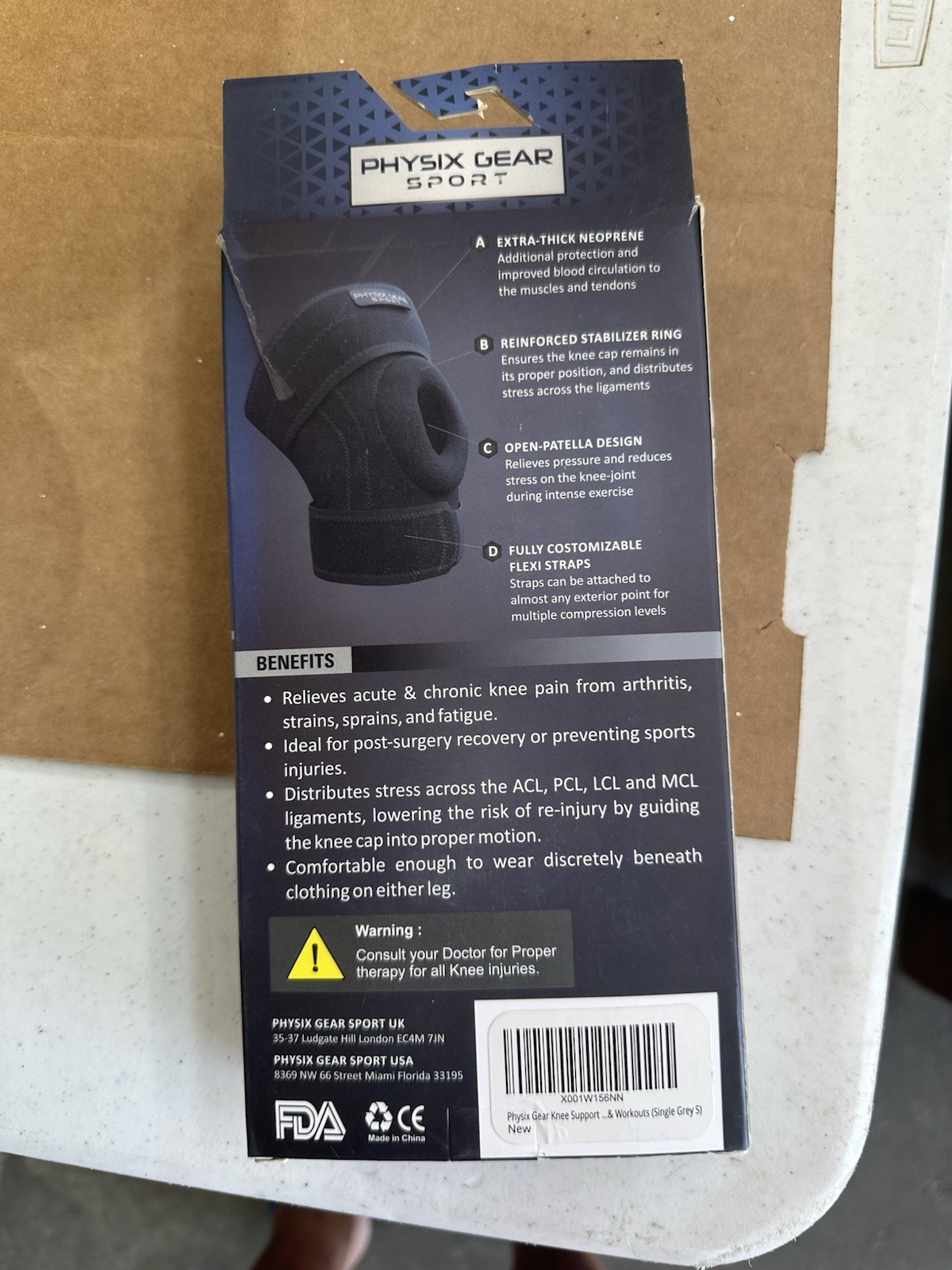 Physix Gear Sport Compression Knee Sleeve Support Brace Black Small NewDwk185