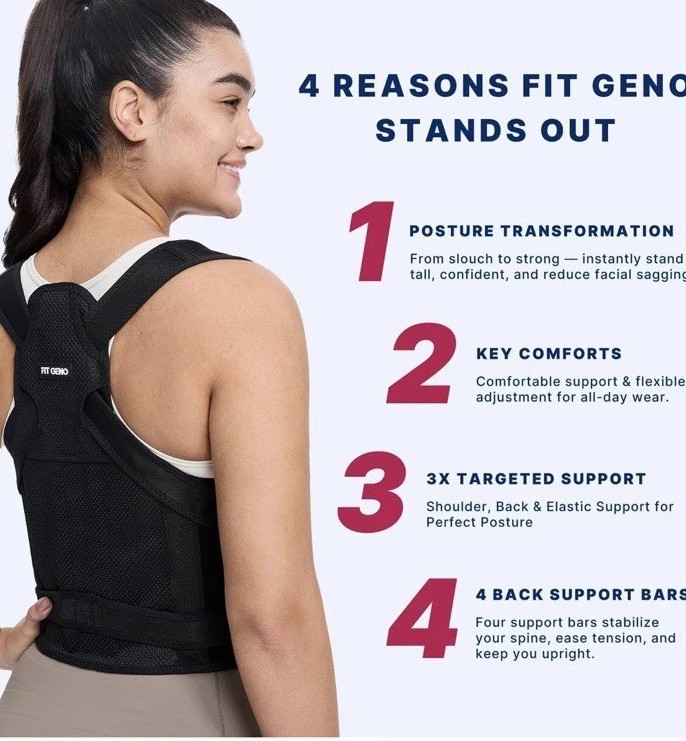 Fit Geno 2-in-1 Back Brace and Posture Corrector Large/Extra-Large