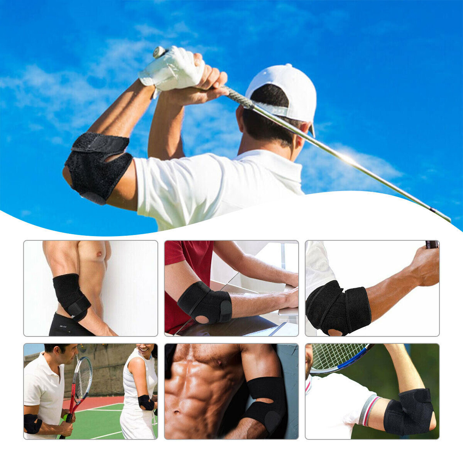 Tennis Elbow Brace Support Sleeve Arthritis Tendonitis Arm Joint Pain Band Wrap
