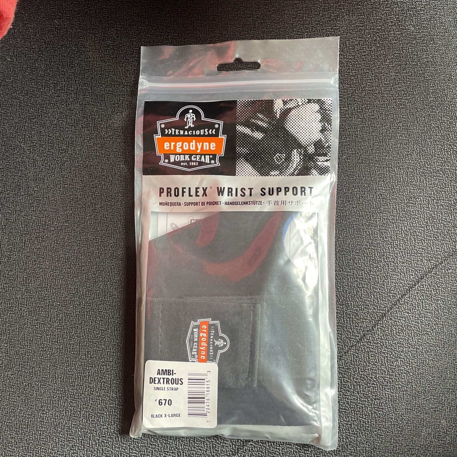 Ergodyne – #670 ProFlex Single Strap Wrist Support, Black X-Large Ambidextrous