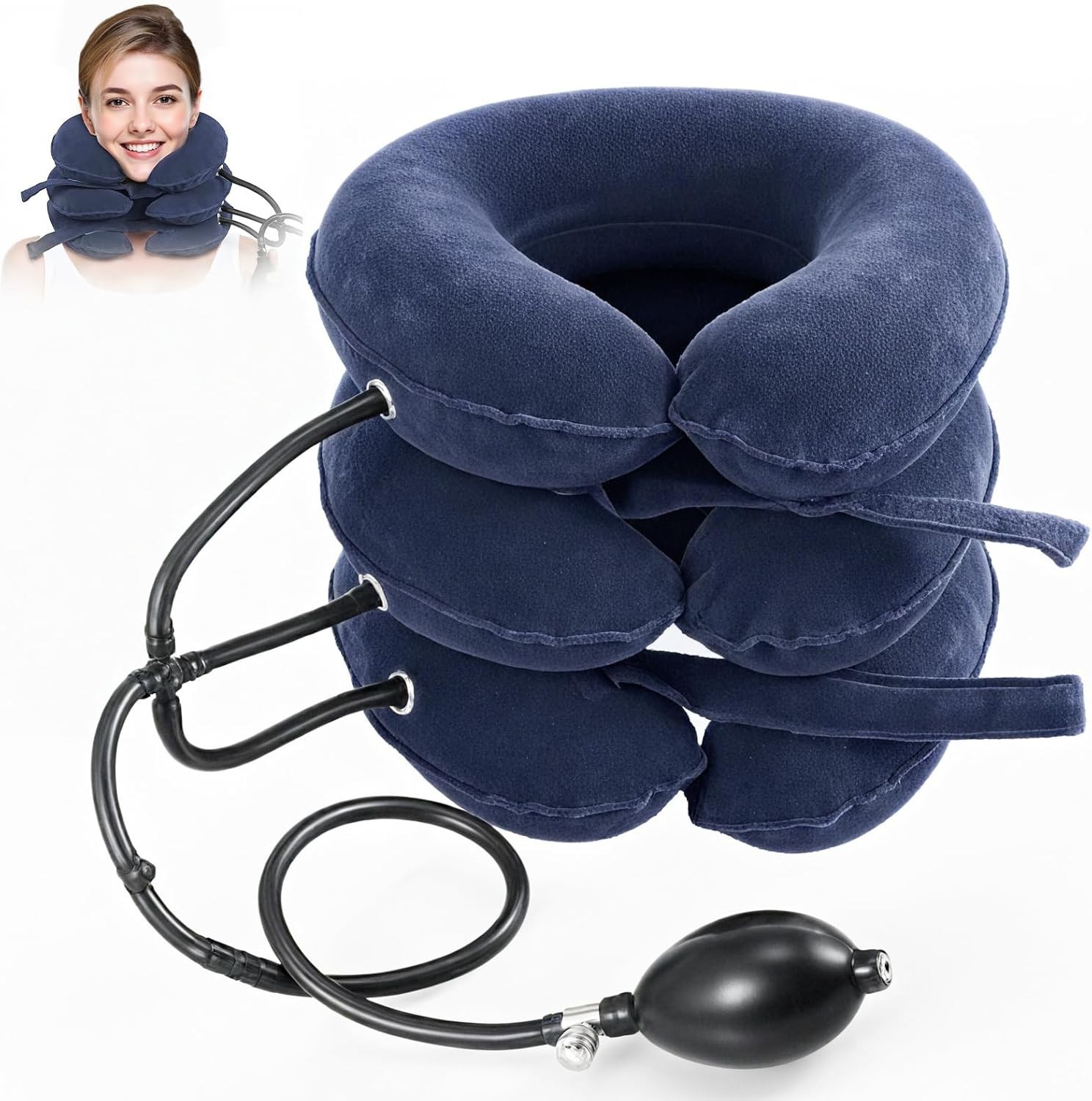 Neck Stretcher Cervical Traction Device Adjustable Inflatable for Pain Relief