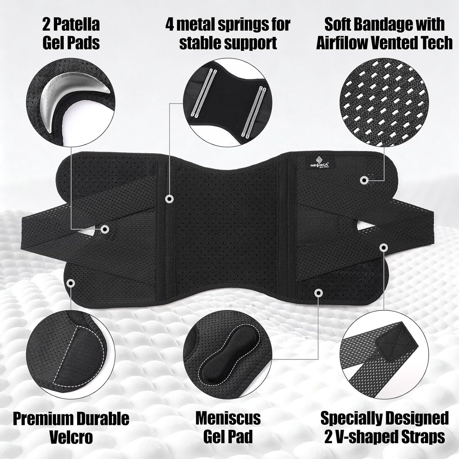 Knee Brace for Knee Pain, Compression Knee Support with Air Mesh Fabric, Adju…
