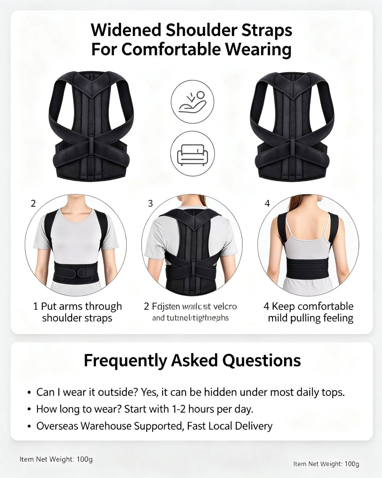 Adjustable Posture Corrector Back Shoulder Support Belt Invisible Strap Adults