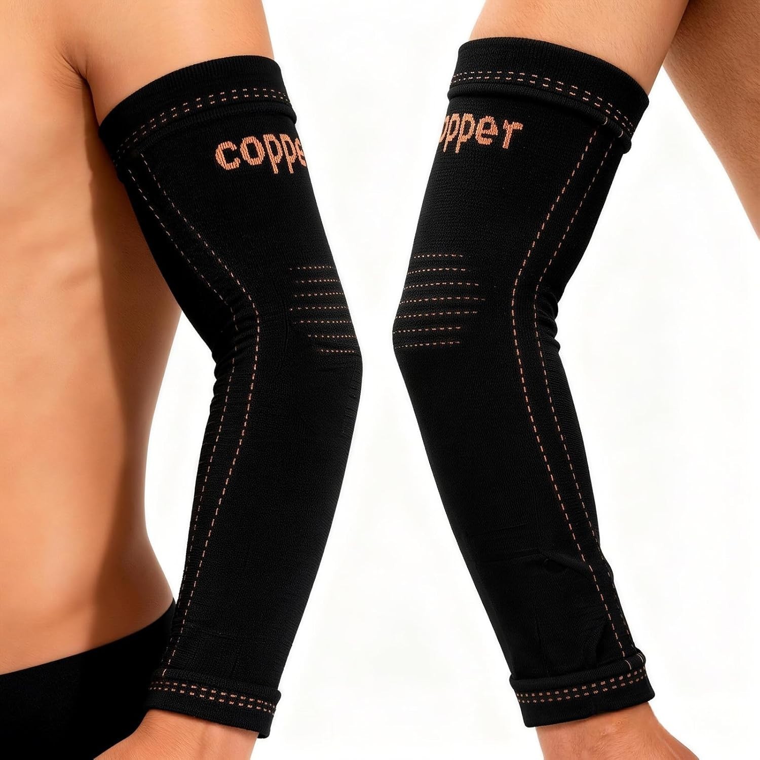 Breathable Arm Compression Sleeve Pair for Dual-Action Sports Recovery, Medium
