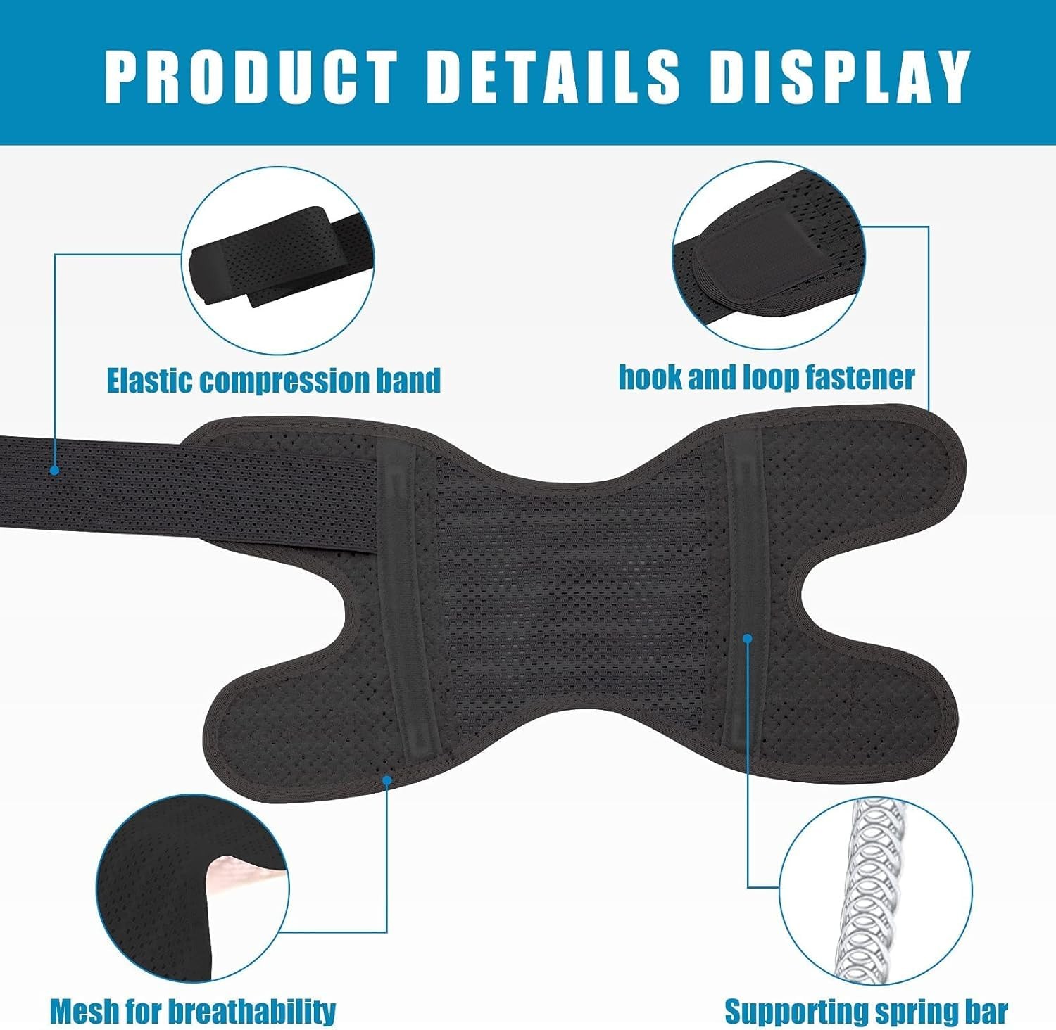 Knee patellar pad adjustable Brace tendon support knee black