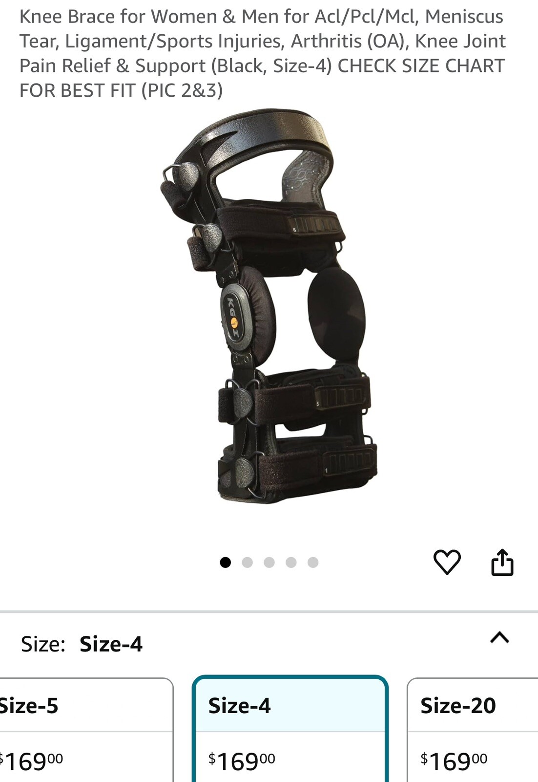 KGOI Sportz X-Pro Knee Brace for Men & Women – Knee Support [Black Size 4]