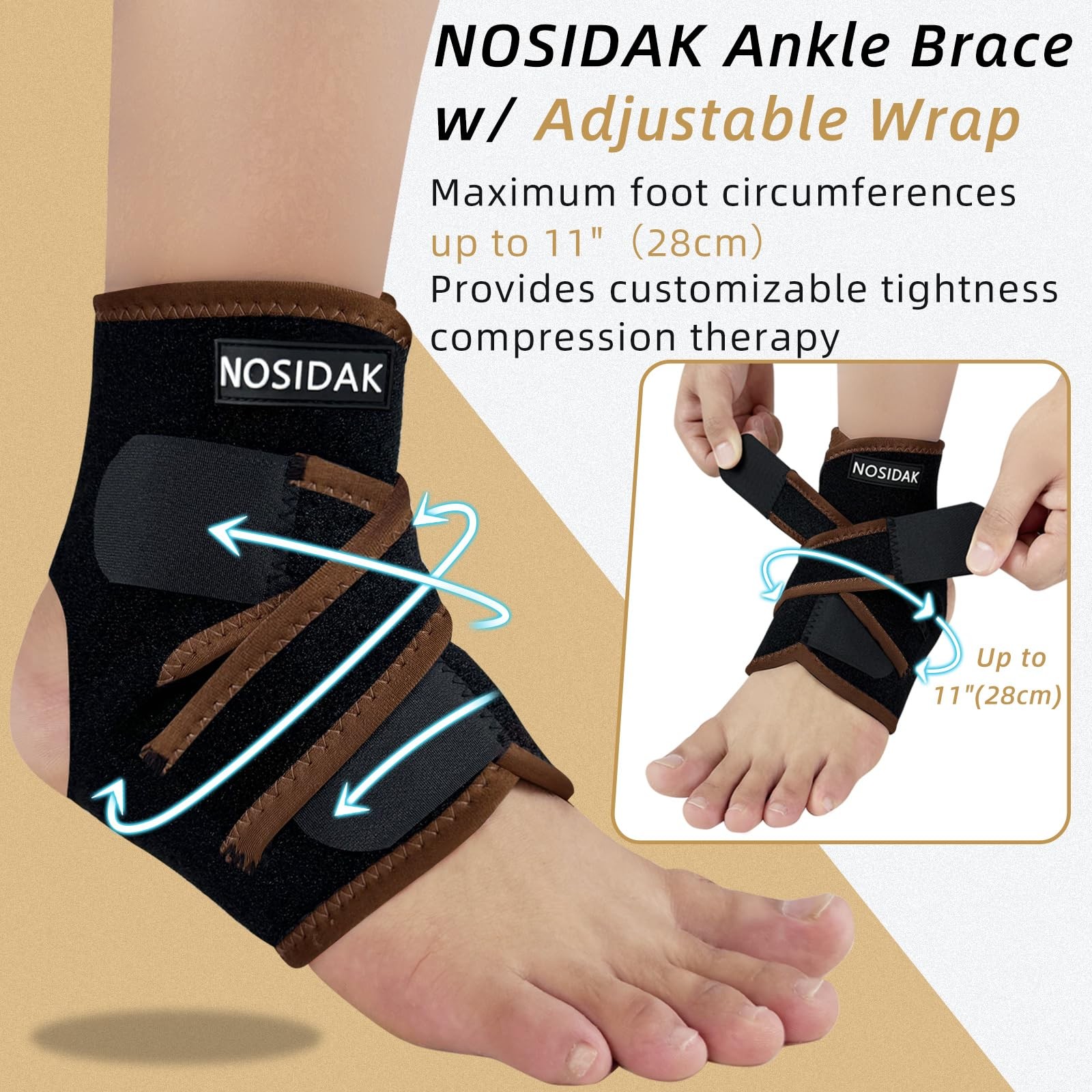 Copper Compression Ankle Brace Support Wrap Plantar Fasciitis Relief