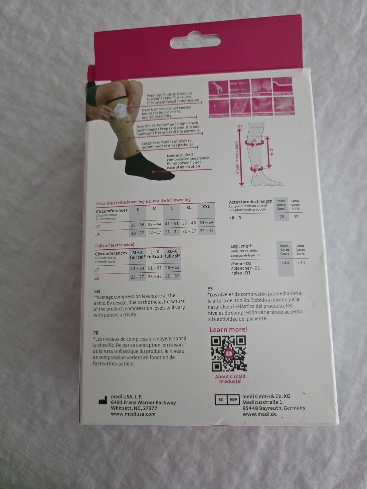 Medi Circaid Juxtalite Lower Leg Compression System MISSING BLACK SOCK Medium
