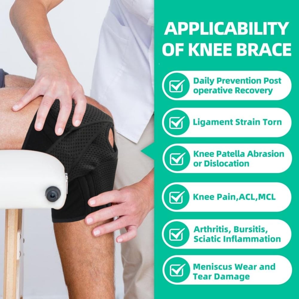 Malloraned Knee Brace for Women Men,Meniscus Support X-Large, Black