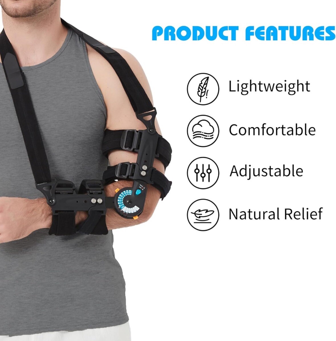Hinged ROM Elbow Brace Adjustable Post OP Splint Supporting Recovery Right