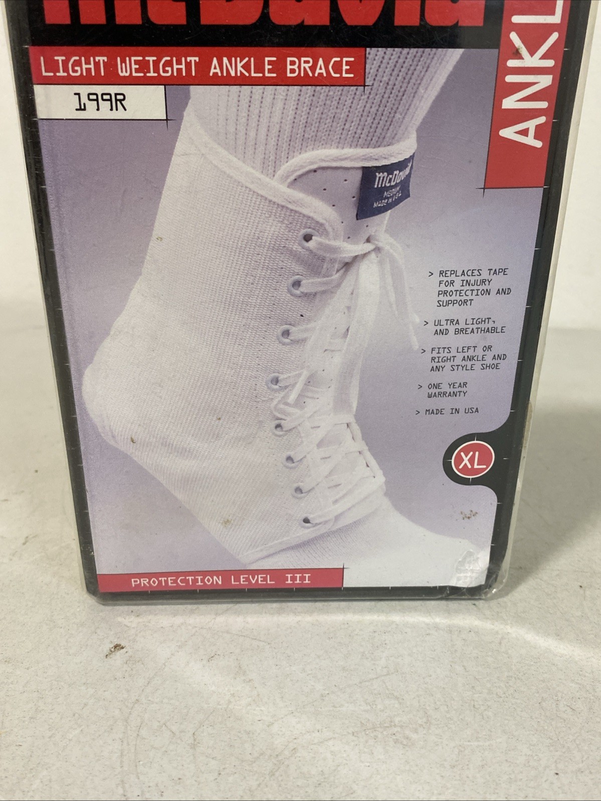 New McDavid 199R Lightweight Ankle Brace White Adult Size XL