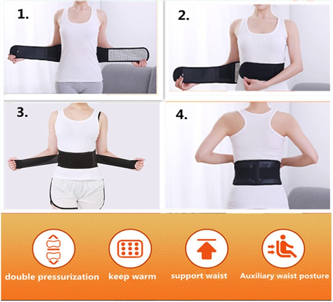 Magnetic Self Heating Back Support Brace Lumbar Lower Waist Belt Pain Relief Hot