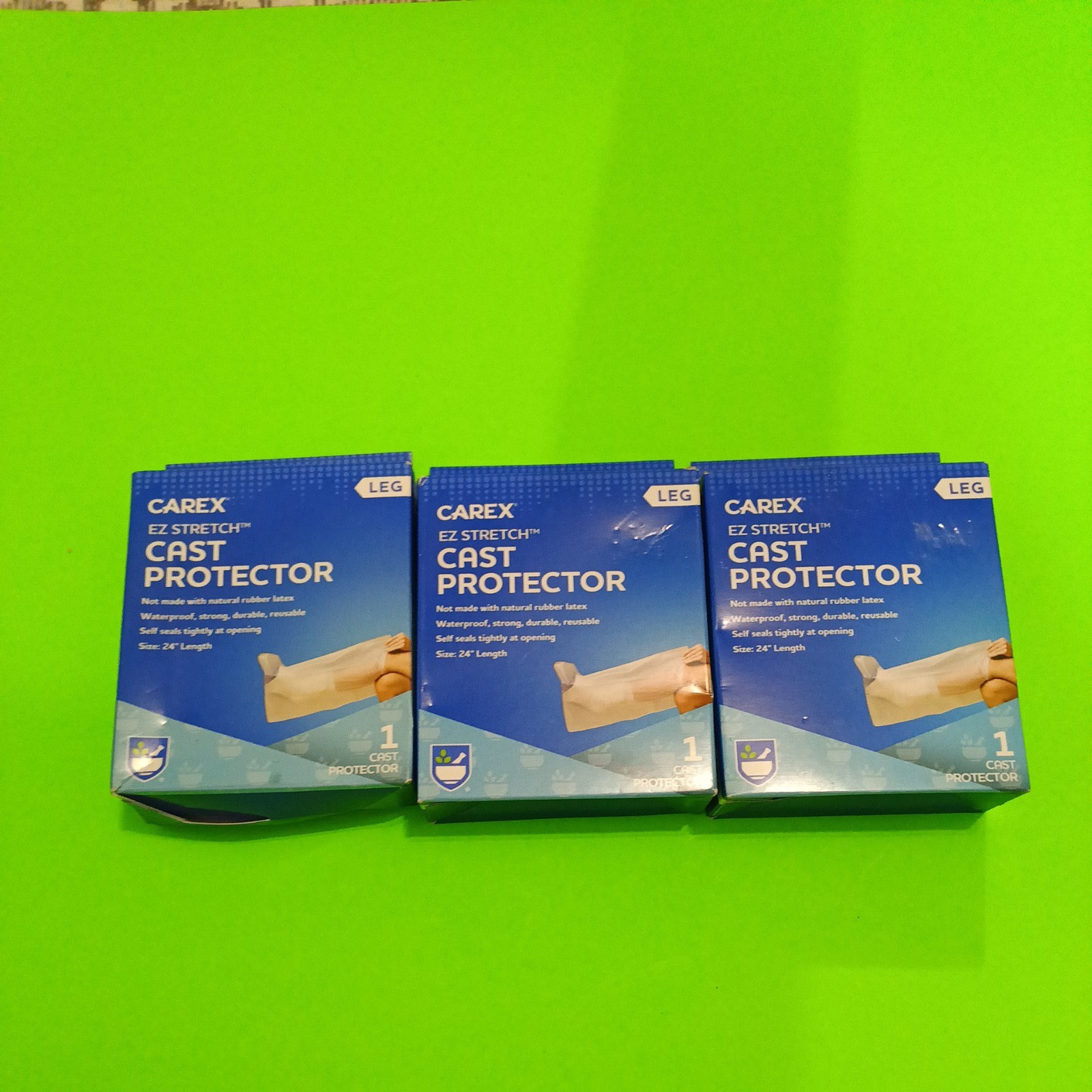 3 Carex New Leg Cast Protector Lower Leg Clear 24″ Latex Free Waterproof Cover