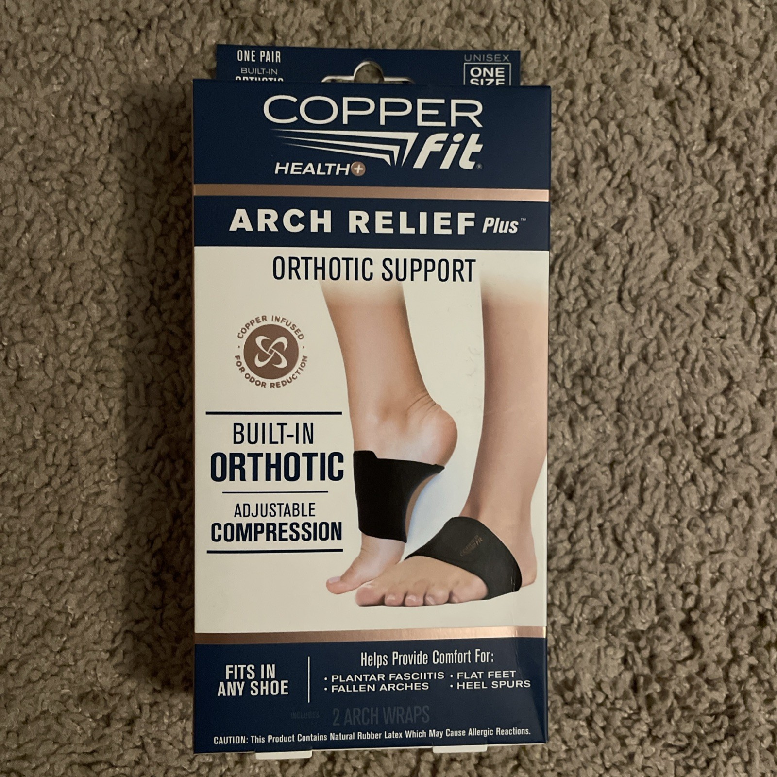 1 Copper Fit Health Unisex Arch Relief Plus Built-In Orthotic Support Black
