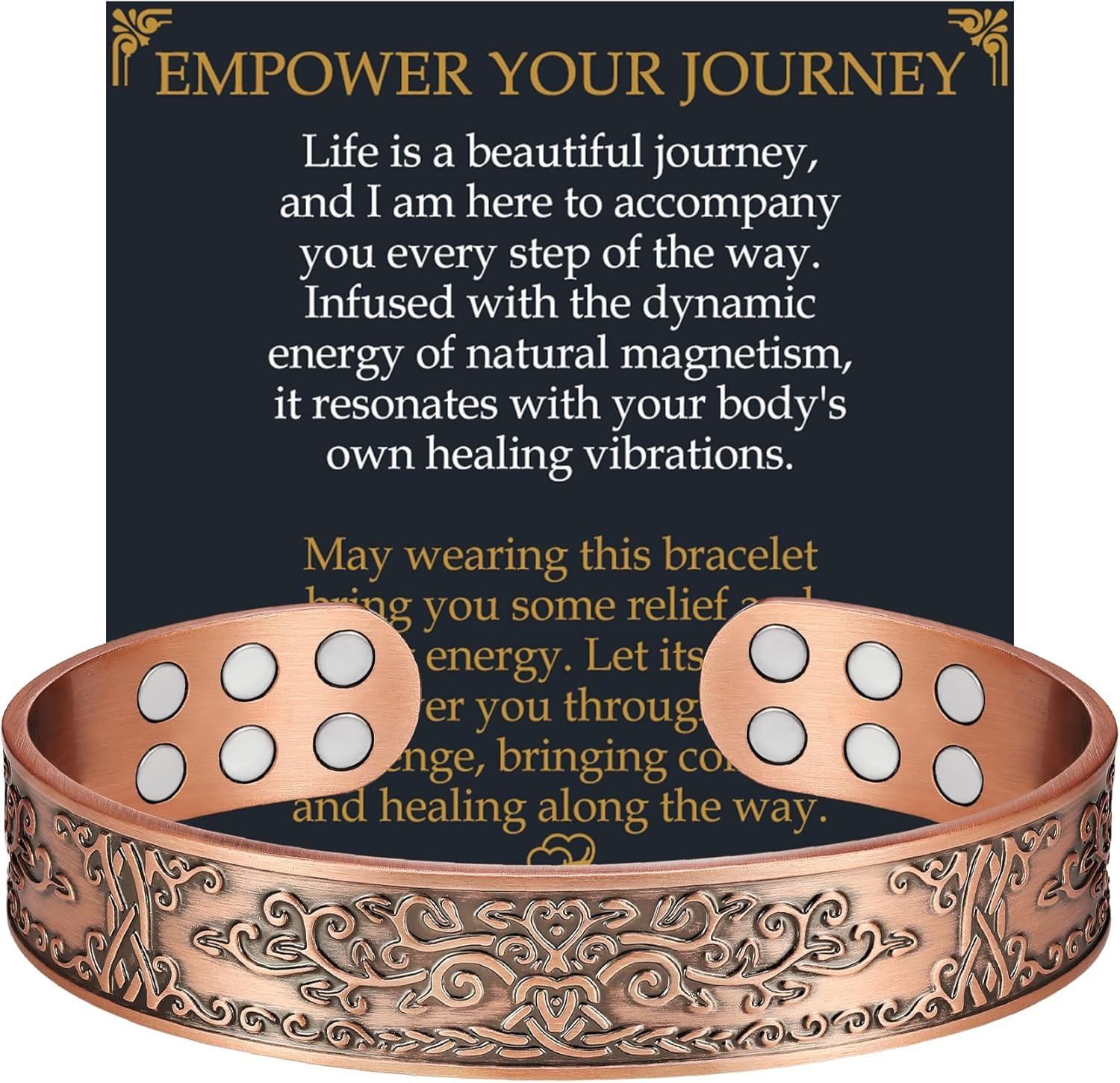 Copper Bracelet for Men, 99.99% Pure Copper Magnetic Bracelets for Men with 3,80