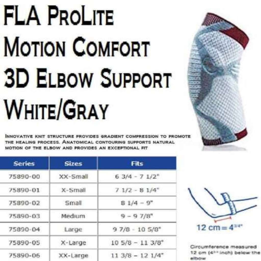 FLA X-Small ProLite 3D Elbow Support White/Grey