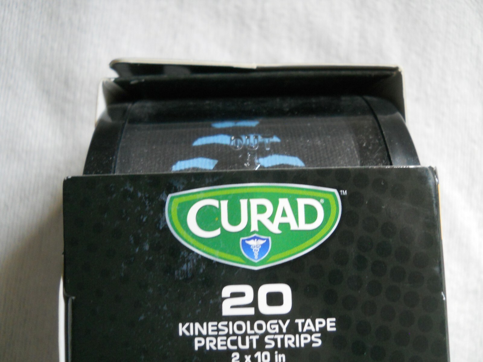 CURAD Kinesiology Tape Pain Management & Support Precut Strips 2″X10″ Blue Black