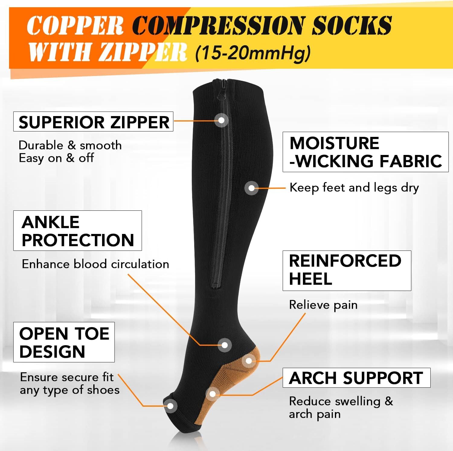Open Toe Socks Long Pressure Knee High Support Vital Stocking for Leg and Muscle